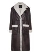 Arizona Faux Shearling Coat Brown French Connection