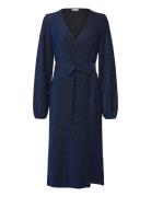 Sparkling Midi Wrap Dress Navy Bubbleroom