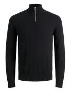 Jjeemil Knit Half Zip Noos Jnr Black Jack & J S
