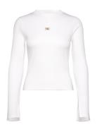 Woven Label Rib Ls Top White Calvin Klein Jeans