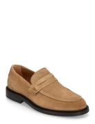 Slhcarter Suede Low Penny Loafer Beige Selected Homme