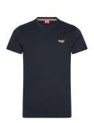 Essential Contrast Emb Tee Navy Superdry