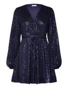 Nera Sparkling Balloon Sleeve Dress Navy Bubbleroom