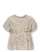 Kmgthyra Life S/S Top Wvn Noos Cream Kids Only