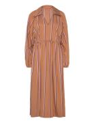 Elasticated Midi Dress, 2249 Stripe Brown STINE GOYA