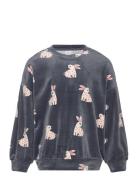 Sweater Velour Aop Rabbit Grey Lindex