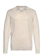 Ecovero L/S V-Neck Polo Beige Lindbergh