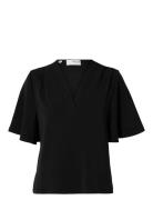 Slftenny Ss V-Neck Top Noos Black Selected Femme