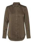 Classic Fit Satin Charmeuse Shirt Green Lauren Ralph Lauren