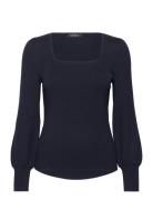 Rib-Knit Puff-Sleeve Sweater Navy Lauren Ralph Lauren