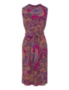 Paisley Belted Bubble Crepe Dress Pink Lauren Ralph Lauren