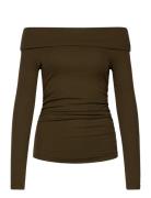 Cotton-Blend Off-The-Shoulder Top Khaki Lauren Ralph Lauren