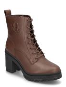 Cameron Burnished Leather Bootie Brown Lauren Ralph Lauren