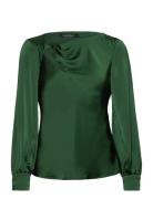 Cutout Satin Charmeuse Blouse Green Lauren Ralph Lauren