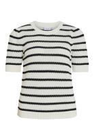 Vidalo O-Neck S/S Stripe Knit-Noos White Vila