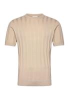 Knitted Crew Neck T-Shirt Beige Lindbergh