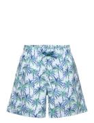 Palm Trees Print Swimsuit Trunks Blue Mango