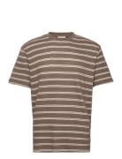 Striped Structured O-Neck Tee S/S Brown Lindbergh