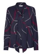 Fluid Viscose V-N Bow Ls Blouse Navy Tommy Hilfiger