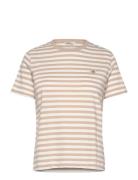 Reg Striped Shield Ss T-Shirt Beige GANT