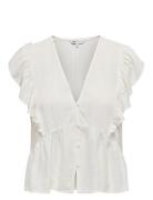 Onlrian Flonce S/S Top Wvn White ONLY