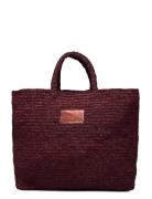 Elsya Raffia Tote Bag Burgundy Malina