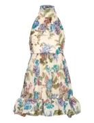 Fern Halterneck Ruffled Mini Dress Beige Malina