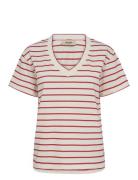 Mmnani V-Ss Stripe Tee Red MOS MOSH