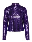 Slfsola Ls Sequins Top B Purple Selected