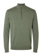 Slhberg Ls Half Zip Noos Green Selected