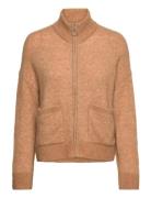 Slfsia Ras Ls Knit Zipper Cardigan Noos Beige Selected