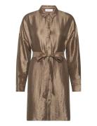 Slfsilva-Tonia Ls Shirt Dress B Gold Selected