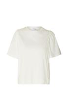 Slfpenelope 2/4 Ruffle Tee Noos White Selected
