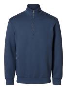 Slhemanuel Soft Zip High Neck Sweat Noos Navy Selected