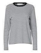 Slfessential Ls Striped O-Neck Tee Noos Black Selected