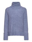 Slfsia Ras Ls Knit High Neck Blue Selected