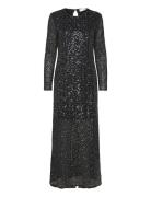 Slfnoel Ls Ankle Sequins Dress B Black Selected