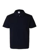 Slhsander Seersucker Zip Ss Polo Navy Selected