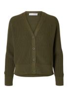 Slfbirla Ls Knit Short Cardigan Khaki Selected