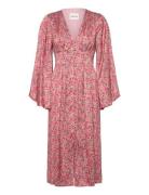 Auden V-Neck Satin Midi Dress Pink Malina