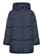 Hood Puffer Coat Navy Mango