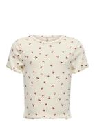 Kmgtrinny Life Ss O-Neck Aop Top Jrs Cream Kids Only