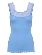Rwbernadine Sl U-Neck Regular Lace Blue Rosemunde