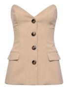 Kylian Button Front Top Beige Bardot