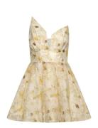 Abrielle Printed Mini Dress Yellow Bardot