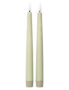 Rustic Finish Led Taper Candle 2-Pack Green C'est Bon