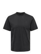 Onsotis Life Reg Mock Neck Tee Black ONLY & SONS