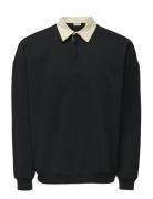 Onsjeffrey Vtg Ls Rugby Solid Polo Black ONLY & SONS