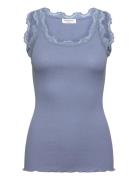 Rwbabette Silk Sl U-Neck Long Lace Blue Rosemunde
