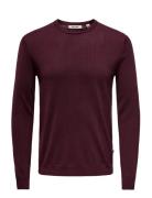 Onswyler Life Reg 14 Ls Crew Knit Noos Burgundy ONLY & SONS